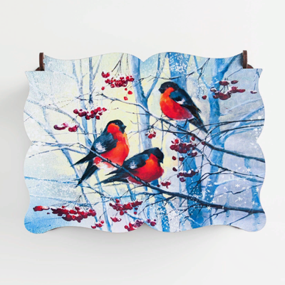 Шкатулка большая новогодняя "Снегири", микс, 20х15х8,5 см