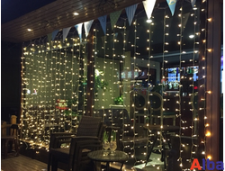 Занавес 2*3 м, БЕЛЫЙ ТЕПЛЫЙ IP65, постоянное свечение