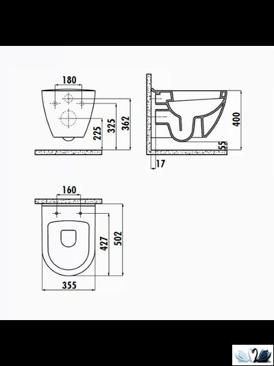 Чаша унитаза Creavit Terra TP325-11CB00E-0000 (TP325.00100), подвесная