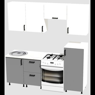 Кухня Эконом 1,5 метра с полуколонкой (1000х500) Цвет: Белый/Базальт