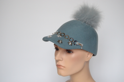 Бейсболка зимняя фетровая с помпоном Vizio Италия 7087 WLP