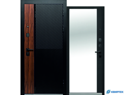 Дверь входная металлическая Luxor 2МДФ Дуб Диагональ Зеркало купить в Челябинске | КВИРТЕК