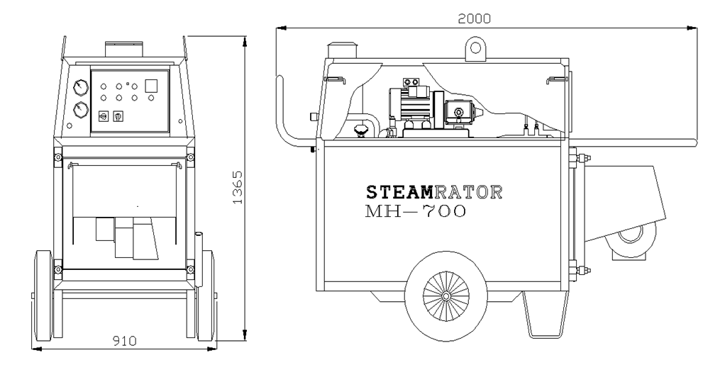 Габаритные размеры парогенератора STEAMRATOR MH-700