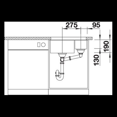 Мойка Blanco Subline 340/160-U чаша слева с отв.арм. InFino, 523550