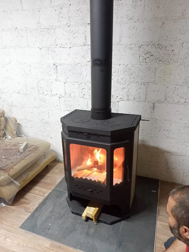 Печь-камин БАВАРИЯ призматик с чугунной плитой (Экокамин)