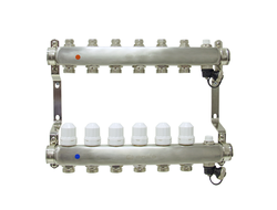 Коллекторная группа ONDO для радиаторной разводки (6 контуров) в сборе с термостатическими и запорными клапанами