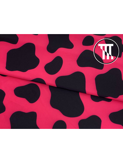 Спортивный трикотаж Принт Корова, цв. Неон-коралл