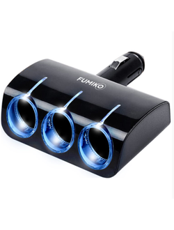 Разветвитель прикуривателя FUMIKO CS02 3 АЗУ 1А черный