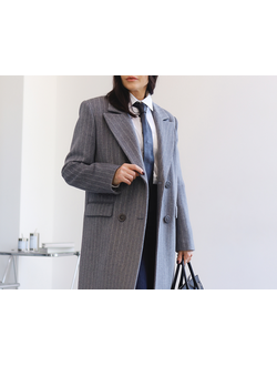 Пальто шерстяное в полоску