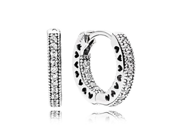 Серьги - кольца Сердца Pandora