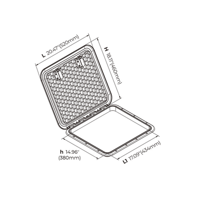 Крышка рундука SEAFLO 460x520 мм с замком, черный пластик