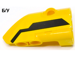 ! Б/У - Technic, Panel Fairing # 2 Small Smooth Short, Side B with Black Stripe Pattern Sticker - Set 42009, Yellow (87086pb057) - Б/У
