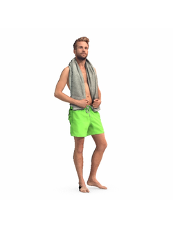 пляж Мужчина с полотенцем 12