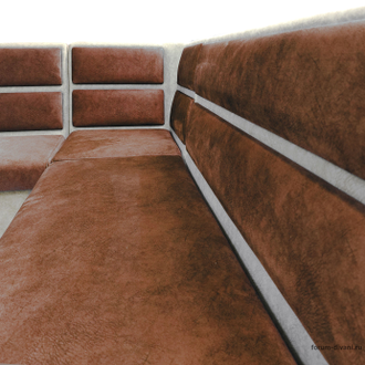 Кухонный Угловой диван "ФОРУМ-1МС", Коричневый/Слоновая кость, Левый