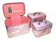 Набор Шкатулок для хранения косметики, 3шт, Цвет Розовый, Голубой, Серебро