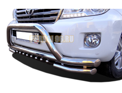 Защита переднего бампера «акула»+скоба d76/60/42 для Toyota Land Cruiser 200 2007-2012