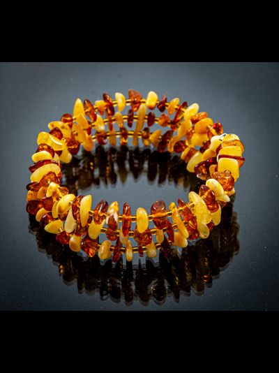 Браслет из матового и медового янтаря, тройной , безразмерный